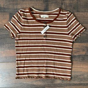 Madewell Henley Supercrop Tee in Stripe NWT
